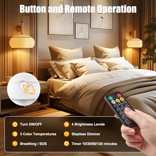 Brightown T60 E26 Rechargeable Light Bulb With Remote Timer And 3 Color Temperatures, Battery Backup Bulb thumb #3