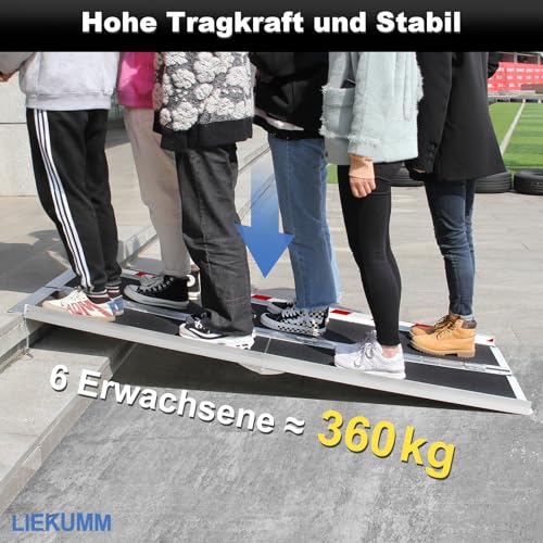 LIEKUMM Rollstuhlrampe 182,5 cm, 300 kg Tragkraft Aluminium Auffahrrampe rutschfest, Rollstuhlrampe für Treppen, Tragbare Rampe für Rollstuhl, Türschwellen, Zuhause