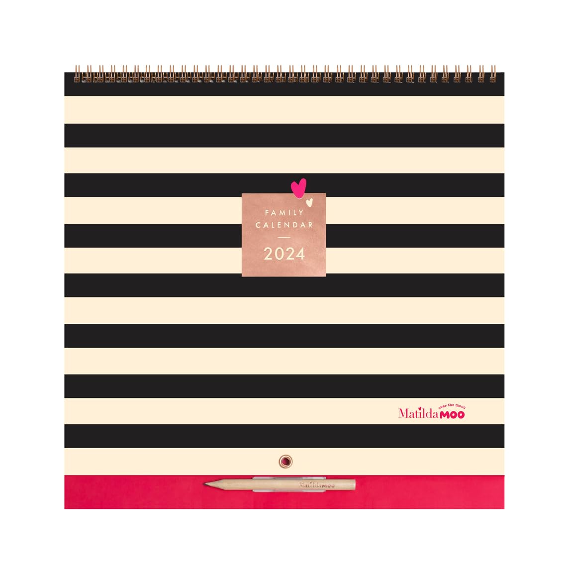 Matilda Moo 2024 Family Calendar - 5 Person Wall Calendar - Home Planning Calendar - January to December 2024 - Activity Stickers (Black 2024)