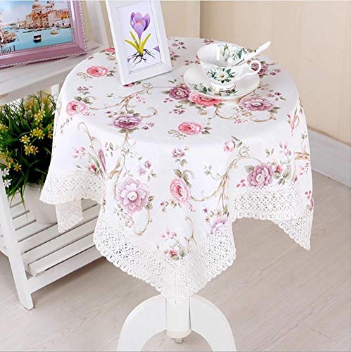 HUALEMEI Dentelle Impression Nappes,Carré Couverture De Table,Polyester Poussière-Preuve Preuve De Déversement Nappe,Lavable Tissu De Table pour Jardin Thé C 55x55cm(22x22inch) Cover