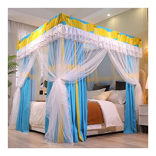 PKEWNXDQJ Mosquito Net for 1.8m/6ft Bed, 4 Pole Support Bed Canopy - Easy to Install, Birthday Gift for Girls (Color : Style 3, Size : 1.8x2x2m)
