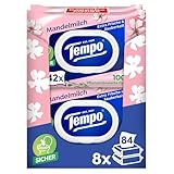 Tempo Toilettenpapier Feucht Mandelmilch & Panthenol, 16er Pack (8 x 2 x 42 Stück)
