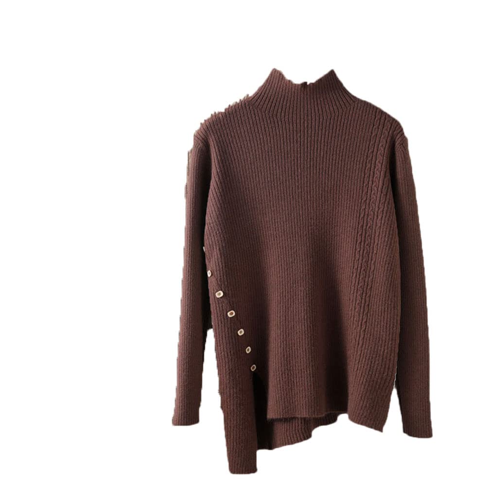 Caldo delle Donne Maglioni Spessa Donna Maglione di Lana Pulsante Femminile Donne Spessa Femminile All, Marrone, Taglia unica
