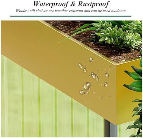 Metal Hanging Railing Planter with Hooks - Outdoor Rectangle Flower Box for Balcony, Porch & Garden - Durable Window Planters for Railing Fence (31x8x5 inch, Brown)