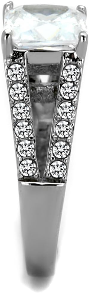 Marimor Jewelry 2.75 Carat Princess Cut AAA Zirconia Stainless Steel Engagement Ring Womens Size 5-10
