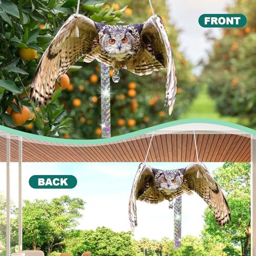 Búhos para mantener alejados a los pájaros mediante efecto colgante reflectante 7