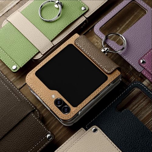 Coque Z Flip 6 cuir marron avec charnière idéale pour le bureau et les sorties