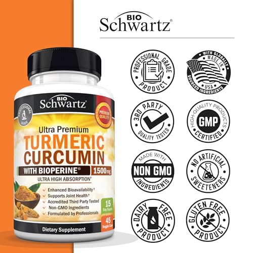 image for BioSchwartz Turmeric Curcumin with Black Pepper Extract 1500mg - High 