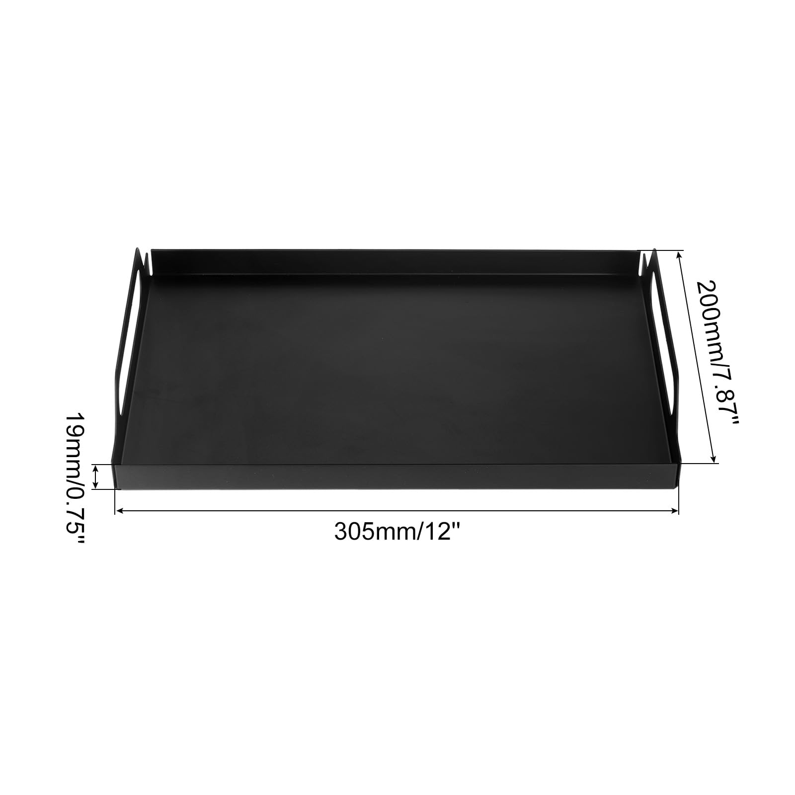 uxcell Metal Serving Tray with Handles 7.8" x 12" Rectangular Coffee Table Tray Decorative Tray for Bathroom Kitchen Living Room Black - Image 2
