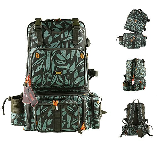 Kingdom Fishing Bag Multifunctional Professional Super Large Bag Messenger Bag Pocket Canvas Shoulder Backpack (Green)