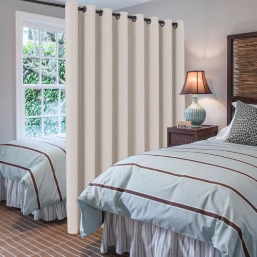 Image of H.VERSAILTEX Blackout Patio Curtains 100 x 90 Inches for Sliding Door Extral Wide Blackout Curtain Panels Thermal Insulated Room Divider - Grommet Top, 7.5' Tall by 8.3' Wide - Natural