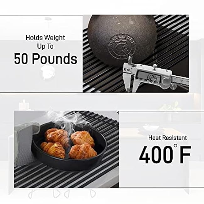 Bellemain Over Sink Drying Rack - Collapsible Space Saving Roll Up Sink Rack, Over The Sink Dish Drying Rack for Kitchen Sink - Foldable Stainless Steel & Silicone Dish Drainer, (Black, Medium)