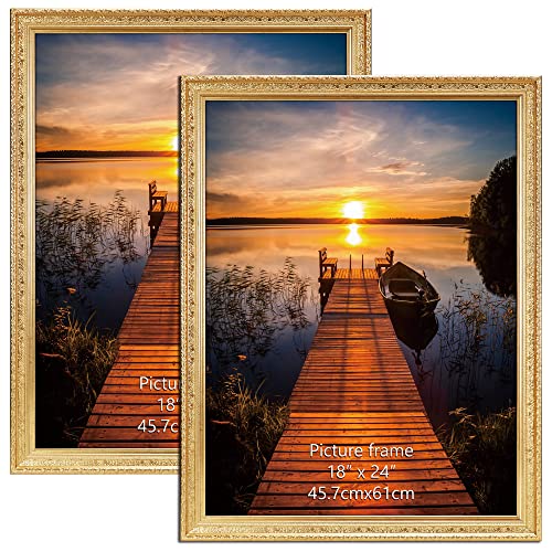 Edenseelake 18X24 Picture Frames Set Of 2, Vintage Gold 18 X 24 Poster Frame For Wall Hanging Vertical And Horizontal #TOP9