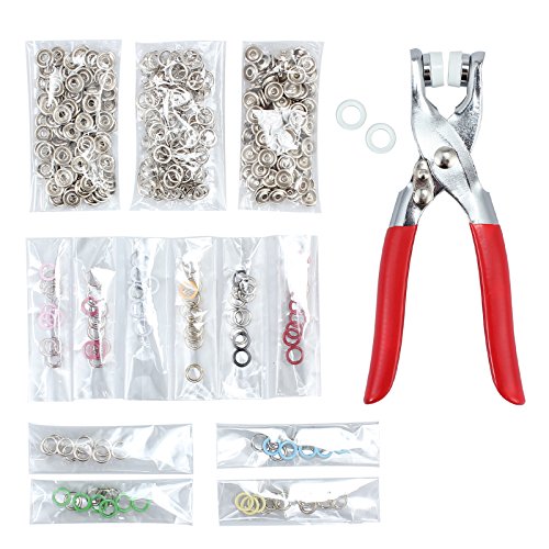 Snap Fasteners Tool, Kamtop Snap Fasteners Set with 100 Sets 9.5 mm 10 Color Snap Buttons Tool Kit Metal Snap Buttons Rings with Fastener Pliers Press Tool Kit for Baby Clothing Sewing and Crafting