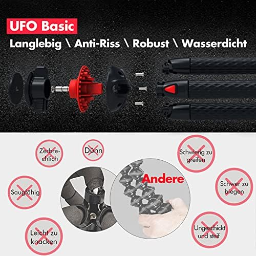 Flexible Tripod for Camera, Fotopro Phone Camera Tripod with Phone Mount, Lightweight Mini Tripod Stand Holder with Wrappable Leg Tripod, Waterproof Travel Tripods for Gopro