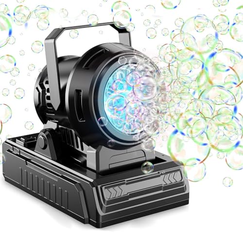 Masroo Automatic Bubble Machine 10 Holes Bubble Blower Plug in or Battery Operated Portable Bubble Maker 20000+ Big Bubbles Per Minute Bubbles for Outdoor Wedding Birthday Easter Party