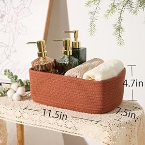 Shelf Storage Baskets for Organizing | Closet Organizer Bins | Small Baskets | Toy Basket | Cute Decorative Basket | Cube Storage Bin | Woven Rope Basket | 11.5×7.5×4.7” | 3 Packs Oxide Red Shelf Storage Baskets for Organizing Closet Organizer Bins Small Baskets Toy Basket Cute Decorative Basket Cube Storage Bin Woven Rope Basket 1157547 3 Packs Oxide Red
