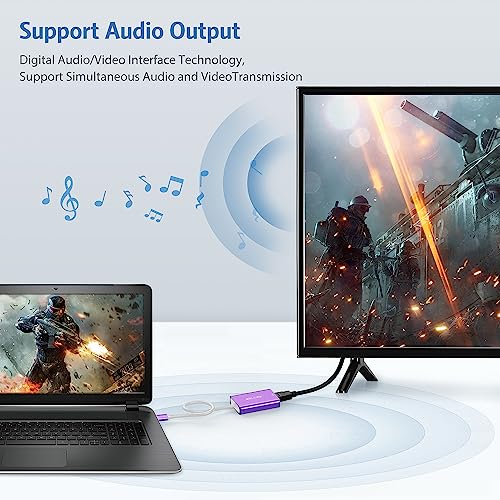 Adaptador USB a HDMI convertidor de video con audio para PC y Mac OS morado 5