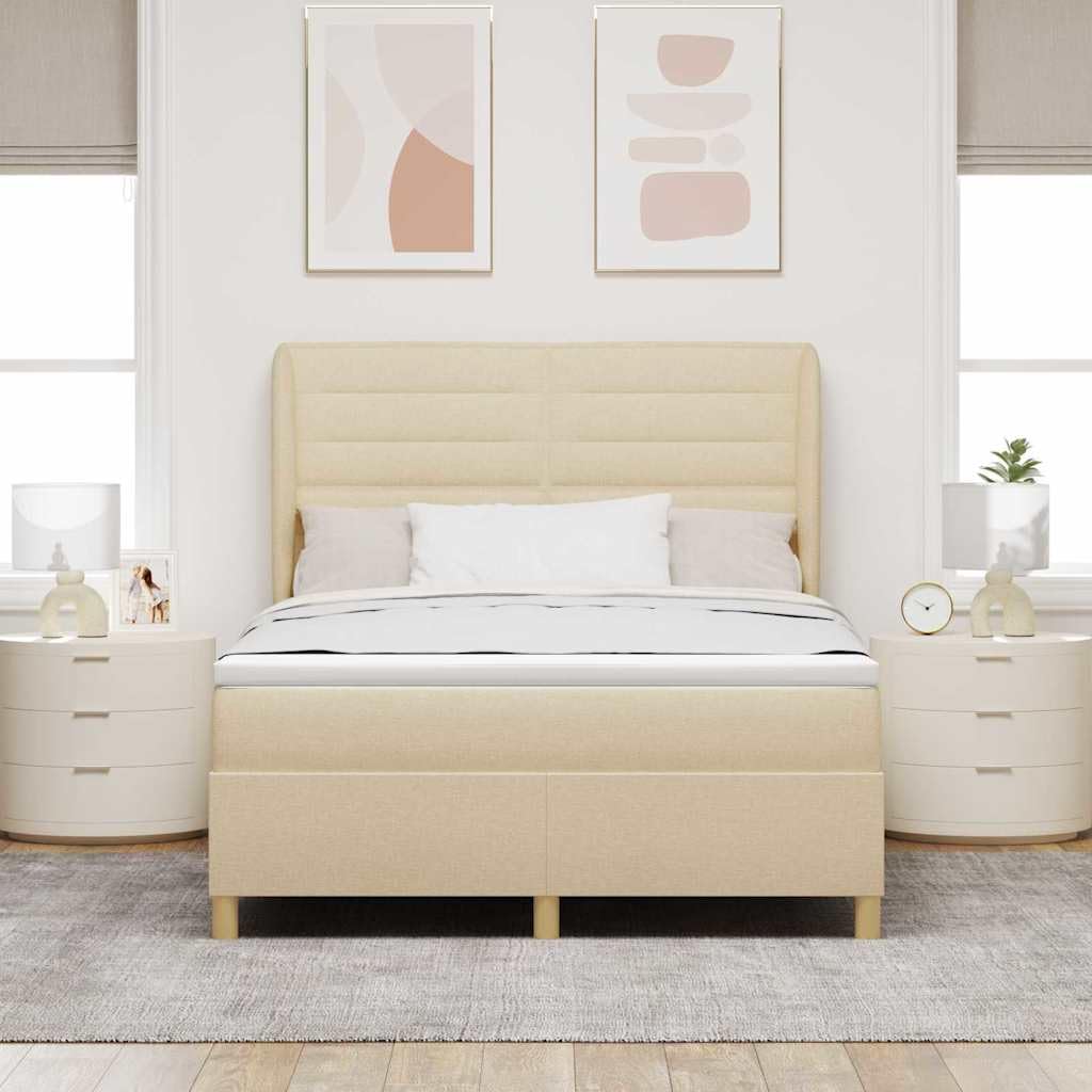 Lit à Ressorts avec Matelas Crème 200 x 160 cm Tissu,Meubles,Lits & Accessoires,Lits & Cadres de lit,82.29 kg-3340702