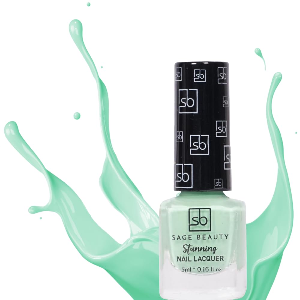 SAGE BEAUTY Gloss Touch Nail Paint Mint Green, Quick Drying Nail Polish, Glossy Gel Finish Nail Kit, Highly Pigmented & Long Lasting Enamel, Chip Resistance Gift Everyday Use-image-47