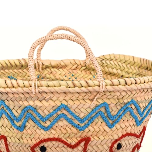Bolsa de playa tejida a mano con motivo de pez miniatura 2