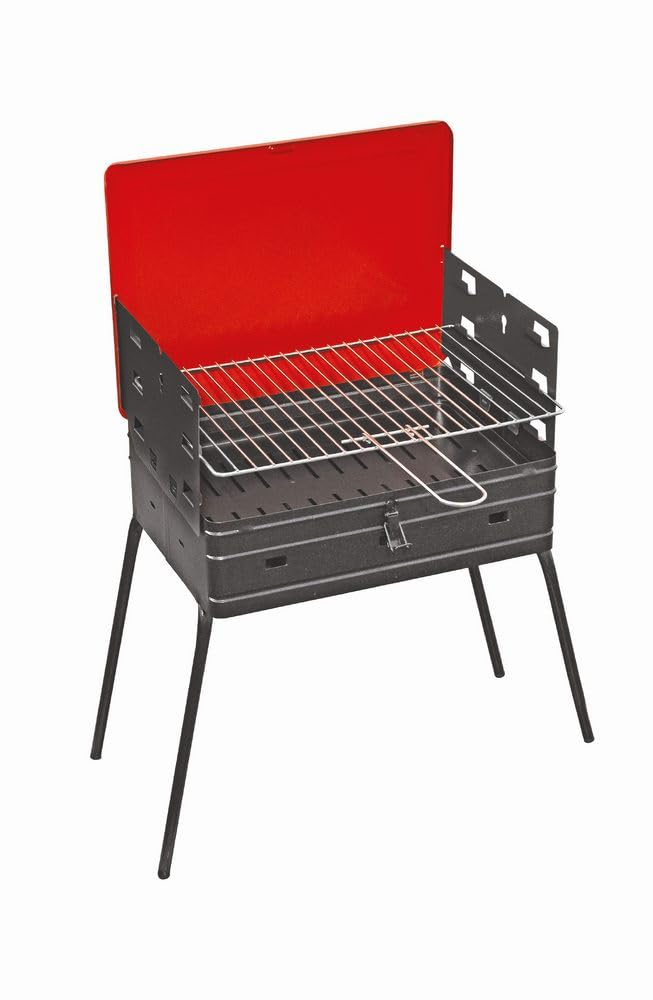 Barbecue Rettangolare Richiudubile A Valigetta, Griglia In Acciaio Cromato E Piedini Gommati.