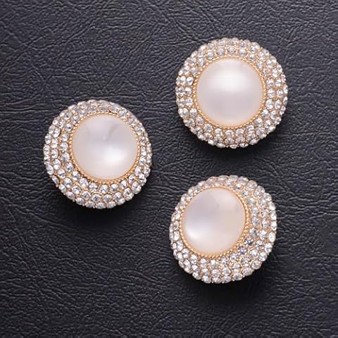 DYEESP 4 PCS Sparkle Round Rhinestone Buttons Embellishments, Crystal Decorations for Sewing Crafts Clothing DIY Jewelry Making Wedding Accessory Bouquet (Clear-4) Cover