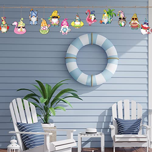 Chenkaiyang 24 Pcs Summer Gnome Hanging Wooden Tree Ornaments,Cute Mouse Style Wood Slices Hanging Ornaments Pack Bulk Rustic Embellishments For Holiday Hawaiian Tree Party Decor(Gnome) #TOP6