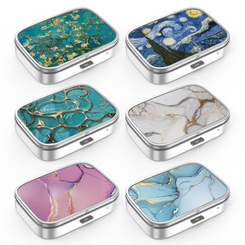Image of Pill Box 2 Compartment Small Pill Case,Portable for Pocket or Purse Pill Organizer Pill Container Holder to Hold Vitamins, Medication, Fish Oil and Supplements(6PCS)