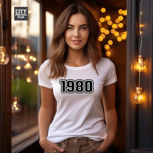 T-shirt 1980 femme blanc imprimé rétro vintage de haute qualité