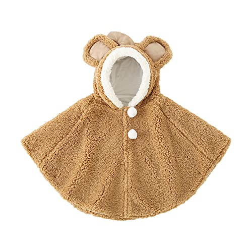 IBLUELOVER Manteau Cape Enfant Cape à Capuche en Peluche Bébé Fille Garçon Blouse Motif Mignon 3D Veste Thermique Doux Châle Boutonné Blouson Hiver Chaud...