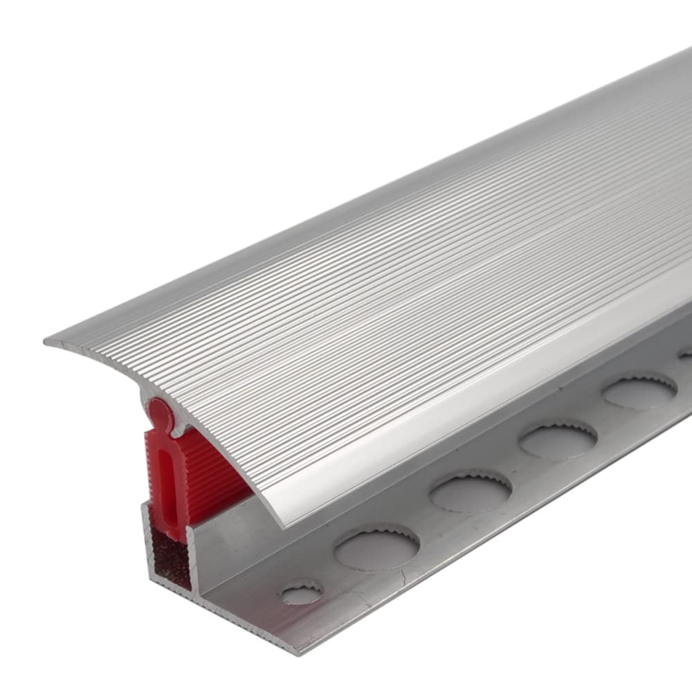 Cayrus TTC 40mm Aluminium Door Threshold T Bar Trim Adjustable Height/Pivots Easy Clip - Bright Silver, 0.92
