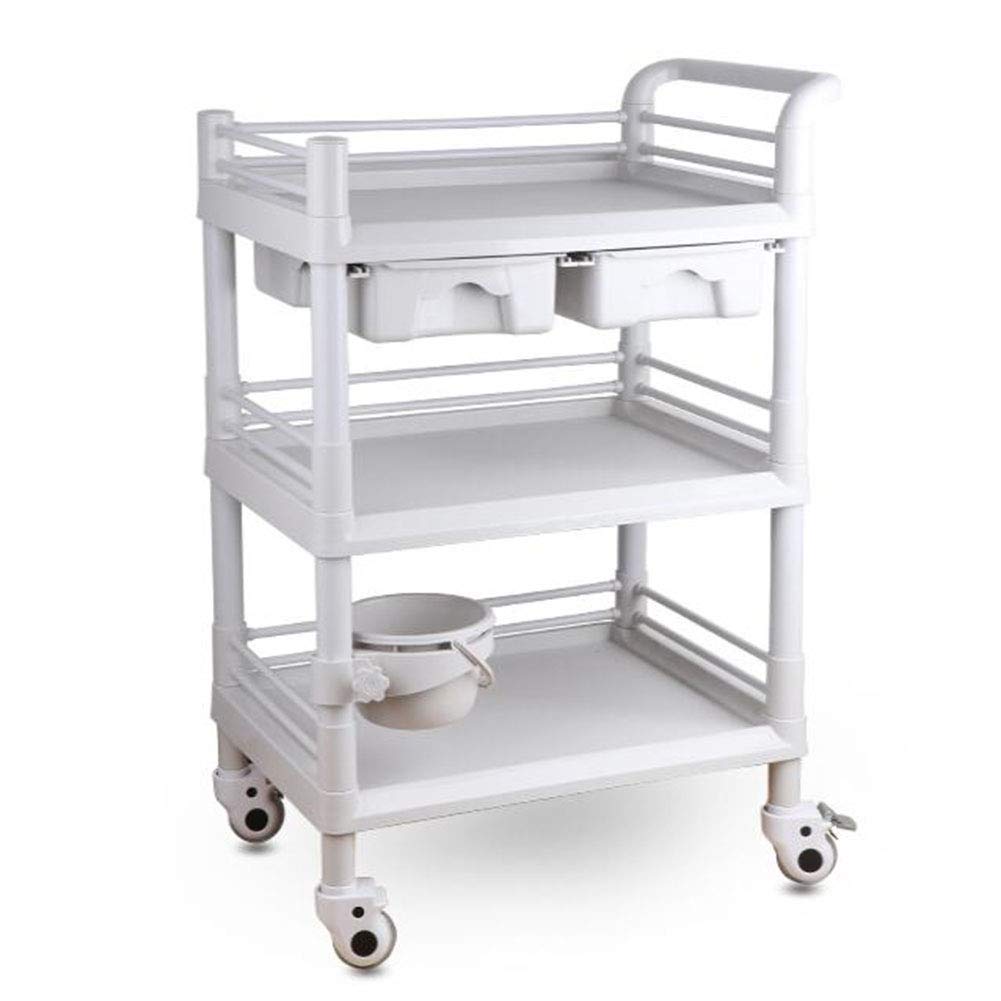 asdchZen Storage Cart Movable Hand Trucks Storage Cartkitchen Large Beauty Salon Trolley Utility Service Cart With Double Drawersmute Wheel