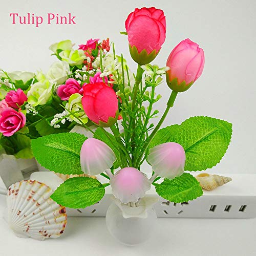 Warmstor [4 Pack] Mushroom Night Light, Tulip Clove Plum Flowers Plug-In Mushrooms Colors Changing Nightlight Colorful Led Wall Lamp Little Night Lights For Bathroom Bedroom Corridor Nursery #TOP2