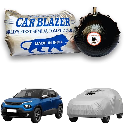 Image of CARBLAZER Portable & Semi-Automatic Full Body Car Covers: Heavy Duty Device| Anti-Theft| Dust & Scratch Proof | Water & Wind Resistant|Custom Fit| Dual-Side Cover, Compatible for Tata Punch