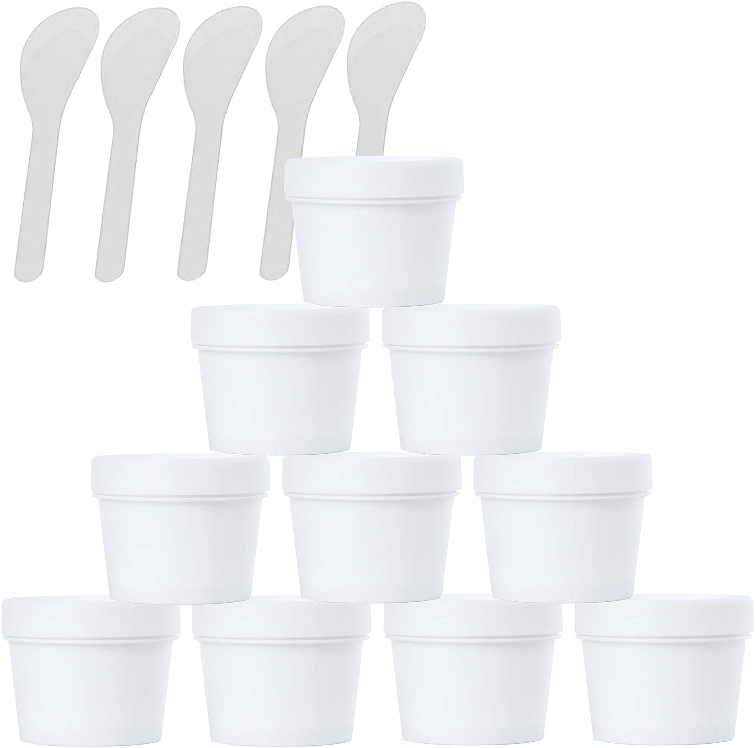 KRXSOBNV Cosmetic Jars, 12 PC Empty Leakproof Cosmetic Pot Container with Lids with 6 Spatula(White,100ml)