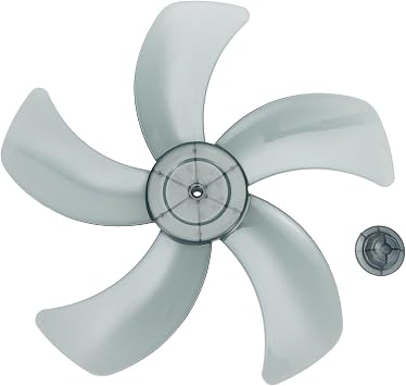 16 Inch Plastic Fan Replacement with 5 Leaves Pedestal Fan Parts Black White Desktop Fan Components with Nut Cover Assembly for Stand Fan Home Office Desk Fan AccessoriesBlack