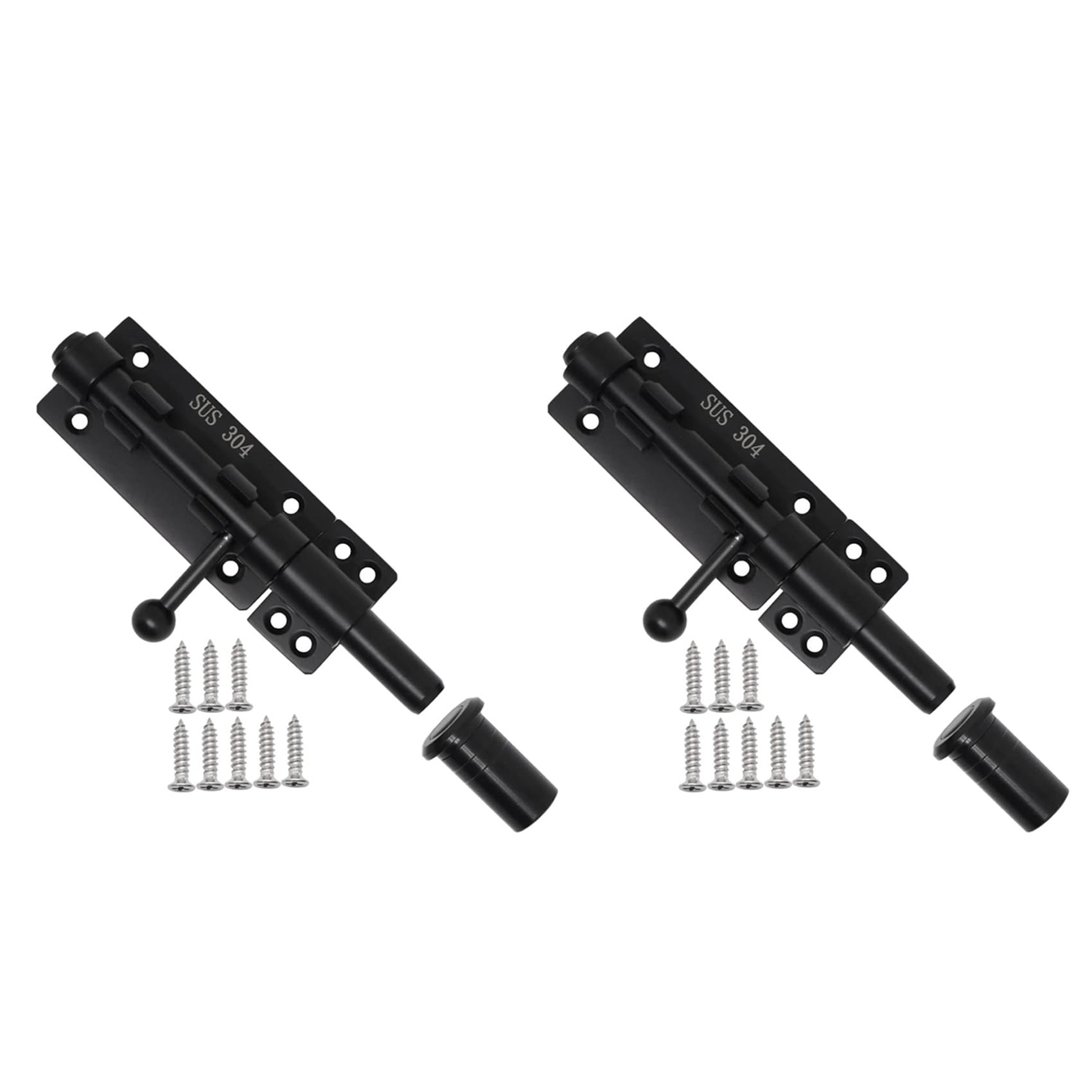 Jnchdghwa Black 2X Heavy Duty Slide Bolt Gate With A Padlock,Horizontal Bolt Floor Hardware And Lockable(,6 Inch)
