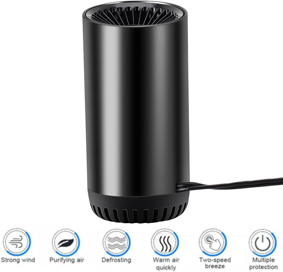 Car Heater Defroster - Portable Windshield Defroster Defogger, Heater and Cooler Fan with Thermostat 12V 150W, Plugs into Cigarette Lighter 3-Outlet USB for Car SUV Truck RV Trailer
