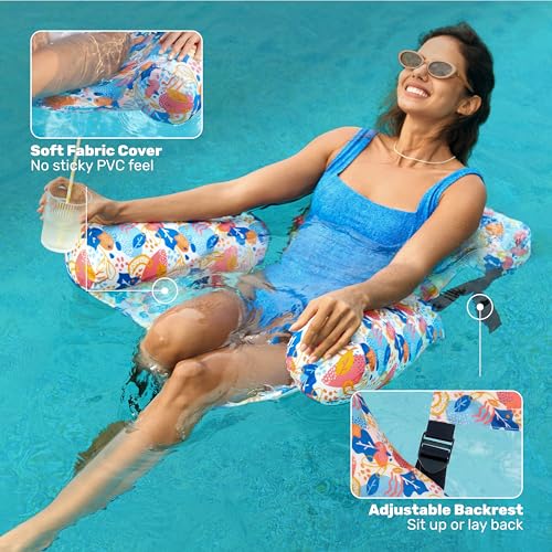 Image of SLOOSH Inflatable Pool Floats Adult,2 Packs Floating Lounge Chairs,Blow up Pool Noodles for Adult Heavy Duty,Floating Chair for Party Summer Water Beach Lake Fun