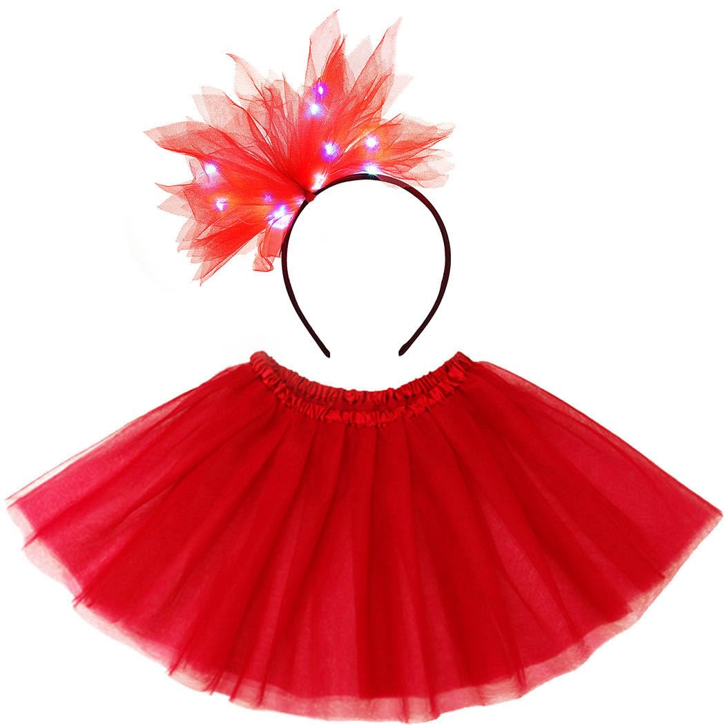 Vestido De árbol De Navidad Para Mujer Con Luces LED Cálidas, Falda De Tul, Diadema De Estrella Incluida, Disfraz Completo