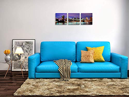 Tutubeer 3 Panel New York City Wall Art Brooklyn Bridge Wall Art Broooklyn Bridge Night View Modern Landscape Artwork Canvas Prints Abstract Pictures On Canvas Wall Art For Home Decor Wall Decor #TOP5