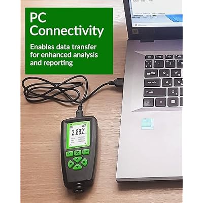 Coating Thickness Gauge CM-208FN 0-2000m (0-78 mils) Industrial Paint Thickness Meter, 0.001mil Resolution, External Probe, Fe/NFe Auto Detection, USB Data Export