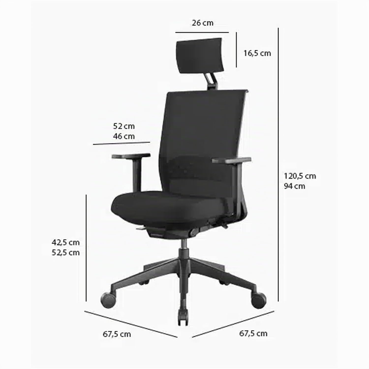 Spacio Actiu Stay Cabezal Silla de Ordenador y Oficina Carbon Black | Gama Top (Sin Cabezal, Brazos 3D)