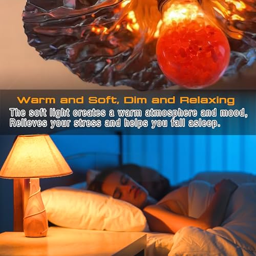 Image of Dimmable Himalayan Salt Lamp LED Light Bulbs, E26 2200K Warm Amber Pink Night Light, 6W Mood Lighting, E26 A60 Salt Rock Stress Relief Bulbs for Bedroom, Decor, Sleep Light, 2pack