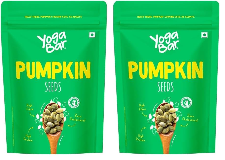 Image of Yogabar Pumpkin Seeds Unroasted Rich in Protein and Fiber Superfood - 250g Grade AAA - Pumpkin Seeds for Eating - Healthy Snacks for Weight Loss - Rich in Immunity Booster Anti-Oxidants. (Pack of 2)