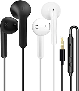 2 Pack Earphones Wired In-Ear Headphones Wired Earbuds 3.5mm Jack Noise Isolating Headset With Microphone remote contro Noise Isolating Compatible with iPhone Samsung HuaWei Android Tablets Laptops