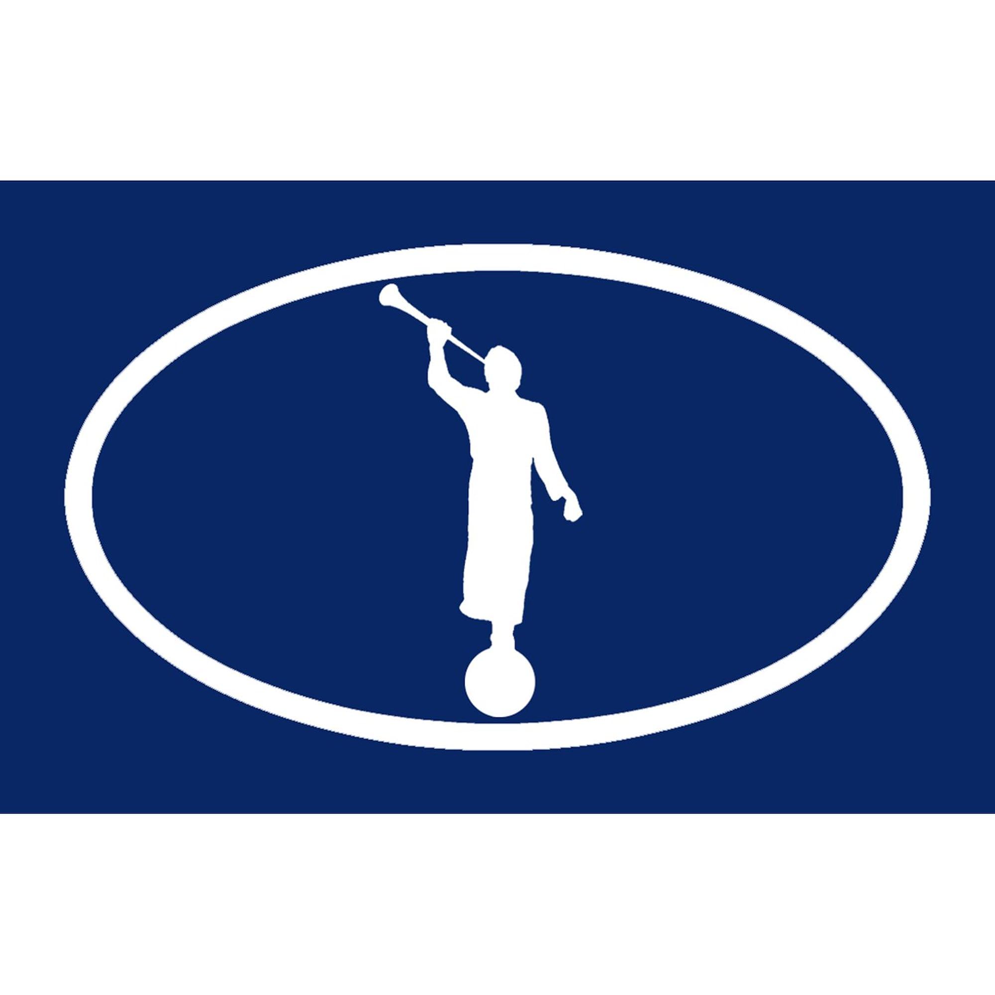 CafePress LDS: The Angel Moroni (Blue) Oval Car Bumper Sticker