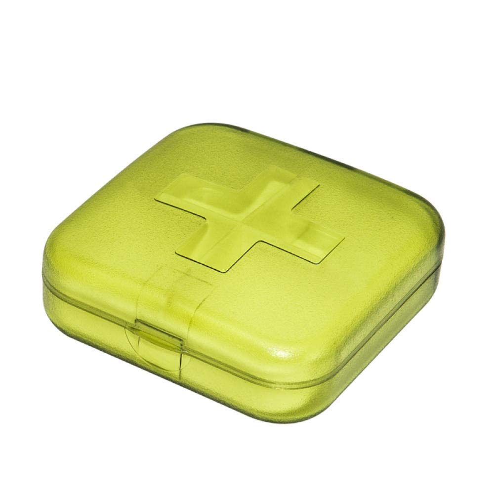 Pastillero semanal, organizador portátil de pastillas de viaje, se puede utilizar en carteras y bolsillos, pastillero con diseño a prueba de humedad, 4 rejillas, color verde