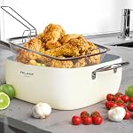 FELAMP 9.5-Inch Ceramic Nonstick Deep Square Frying Pan Set with Glass Lid - Image 2